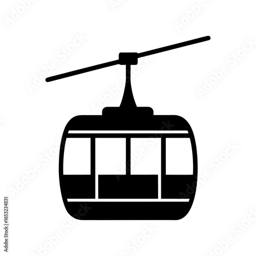 Vector illustration of a cable car icon, offering mountain transportation, scenic routes, and accessibility for winter sports