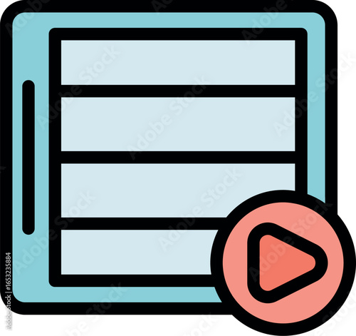 Play button is activating video playback on a digital device, symbolizing multimedia content and entertainment