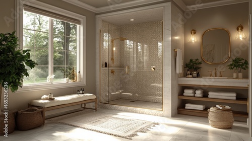 Elegant shower design in modern bathroom home interior stylish relaxing atmosphere