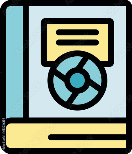 Software box containing a compact disc and a manual with instructions for installation and use