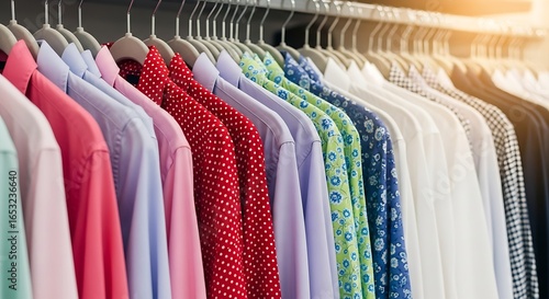 Wallpaper Mural Row of Colorful Men Shirts Hanging in Store Wardrobe Torontodigital.ca
