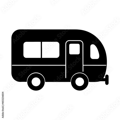 Retro Travel Vintage Campervan Silhouette Illustration for Road Trip Adventures and Nostalgic Designs