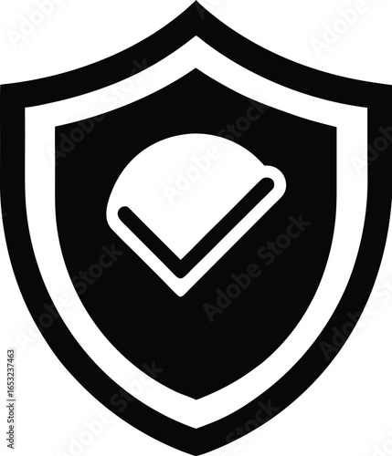 Shield with a checkmark inside, symbolizing security and verification, isolated on white background