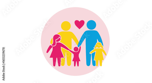 Vibrant Family Icon Representing Love, Unity, and Support, Suitable for Social Services, Family Planning, and Community Outreach Programs Promoting Strong Family Values
