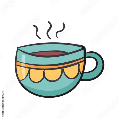 A Warm Embrace: A charming, cartoon-style depiction of a steaming cup, ready to bring warmth and comfort.