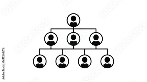 Hierarchical structure diagram with person icons organizational chart hierarchy