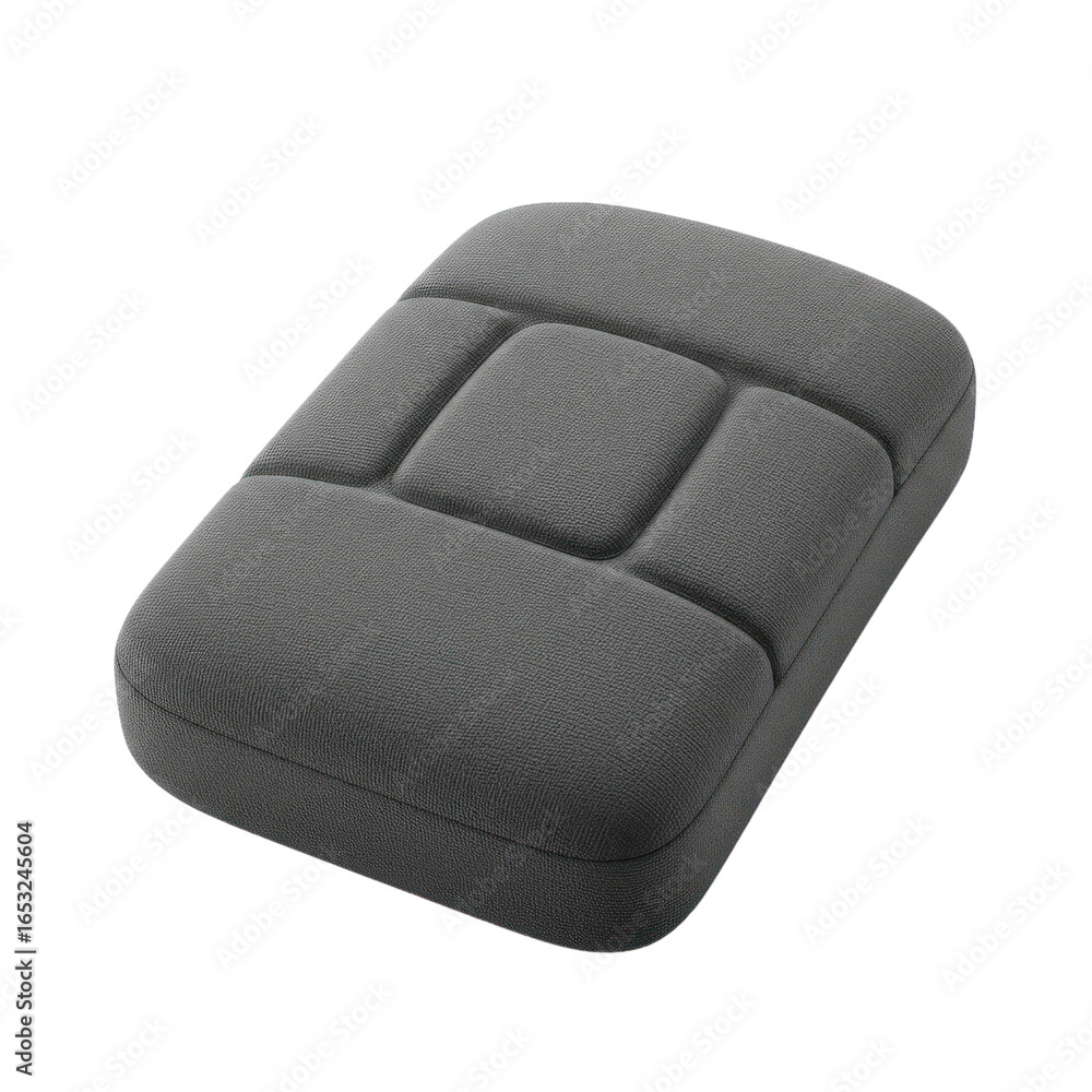Obraz premium A dark gray cushioned rectangle, featuring a structured, quilted design, provides a comfortable, supportive texture.