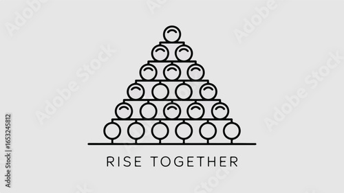Minimalist line art illustration of stacked circles forming a pyramid abstract black