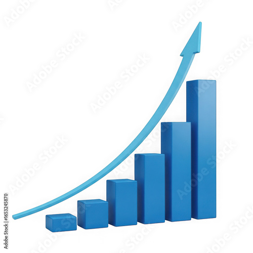 3d blue bar chart graph showing upward trend with arrow isolated on transparent background Free Download 3d blue bar chart graph showing upward trend with arrow isolated on transparent background - GFXLoad