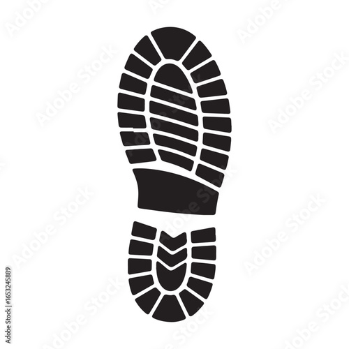 Black boot sole imprint white. Vector black silhouette. with white background