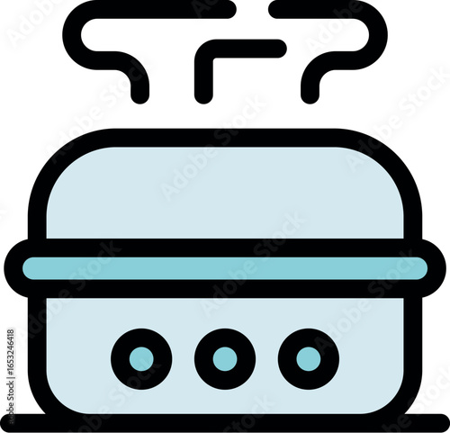 Lunch box steaming and keeping food warm, ready to be consumed