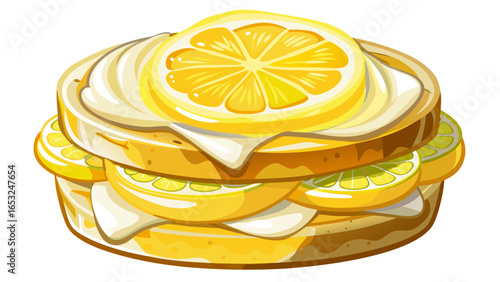Bright lemon curd layered on buttery brioche creates a delightful treat for any occasion white background