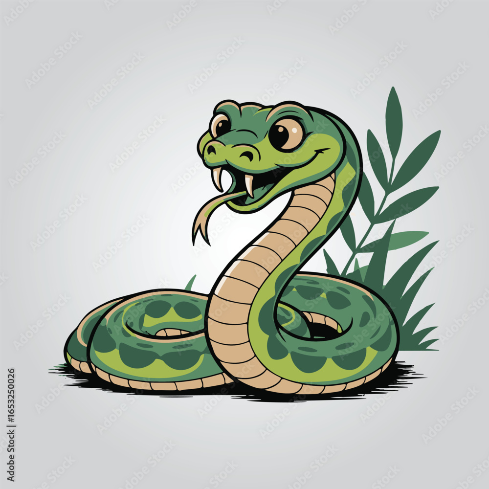 Fototapeta premium green snake cartoon vector illustration