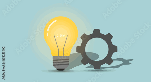 Lightbulb and Gear: Idea Generation and Mechanical Process Concept.