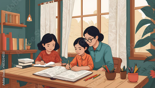 Homeschooling Vector Illustration