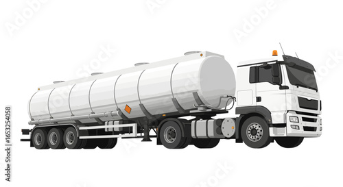 White Tanker Truck: A Large Vehicle for Liquid Transportation.