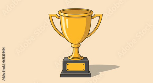 Golden Trophy Cup with Handles and Black Base.