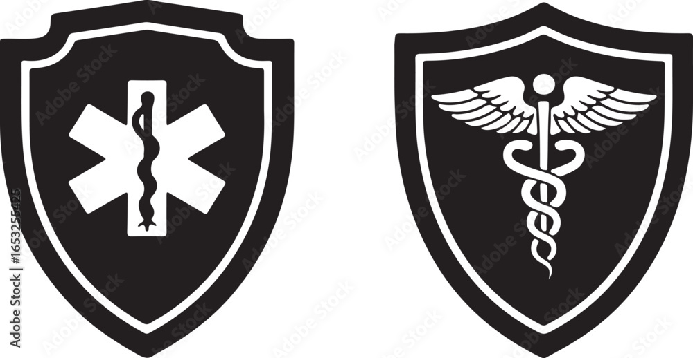 Fototapeta premium Set of shield icons and symbols in vector design