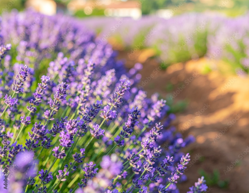 Fototapeta premium Blooming Lavender Flowers in Natural Sunlight – Aromatic Plant Background