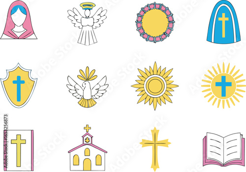 Colorful Assumption of Mary Celebration Artwork. Assumption of Mary Bavaria Saarland Illustration. Traditional Assumption of Mary Religious Design. Spiritual Assumption of Mary Holiday Artwork