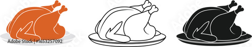 Roasted turkey vector illustration thanksgiving dinner food