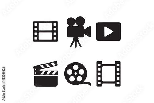 movie camera icon on internet button set vector
