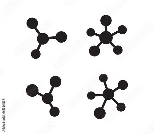 silhouette of a black and white molecule
