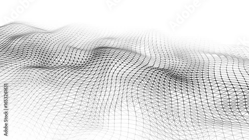 Geometric shapes. A wave smoothly dissolving into a light background. 3D rendering.