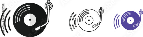 Vinyl record player illustration music turntable dj audio icon