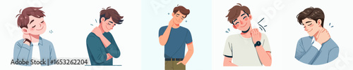 Illustrated Young Man with Neck Pain or Stiffness Collection