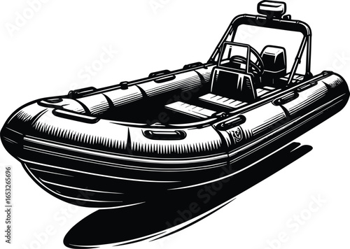 Inflatable motor boat vector illustration isolated on a white background