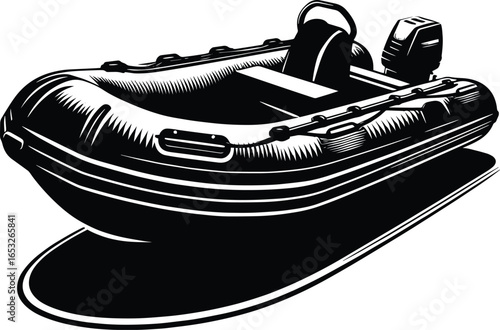 Inflatable motor boat vector illustration isolated on a white background