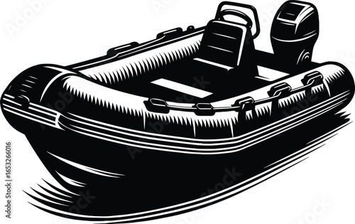 Inflatable motor boat vector illustration isolated on a white background