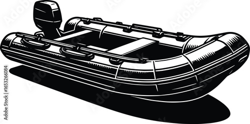 Inflatable motor boat vector illustration isolated on a white background