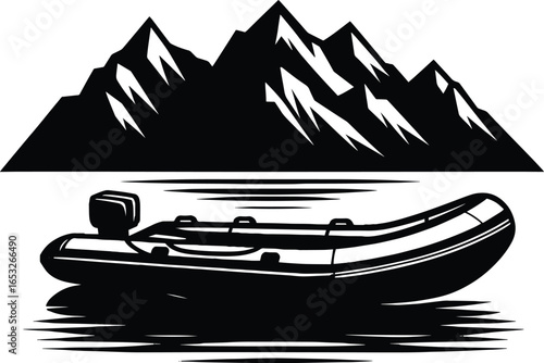 Inflatable motor boat vector illustration isolated on a white background