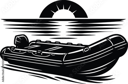 Inflatable motor boat vector illustration isolated on a white background