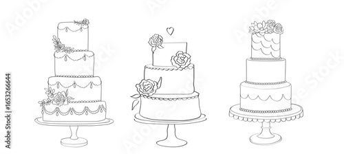 Wedding cake on a plate in retro style. Vector illustration in vintage coquette aesthetic. Holiday, birthday, valentines day clipart