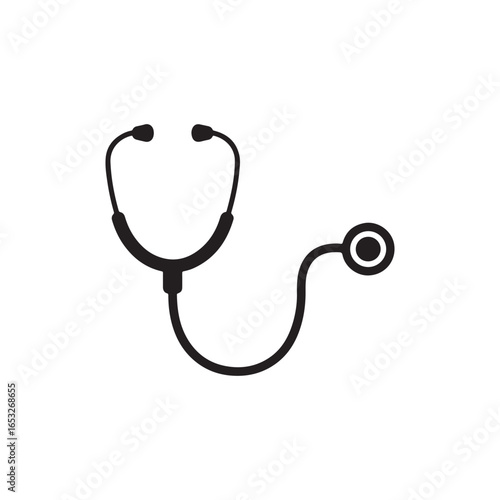Stethoscope icon vector designed in solid on white back ground