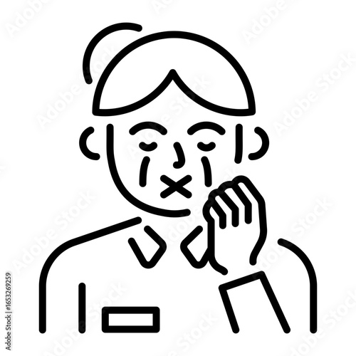 A linear style icon of a censored abuse concept