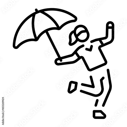 An outline icon depicting woman protection safety concept