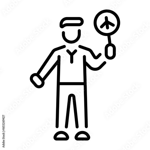 A linear style icon of a protesting character 