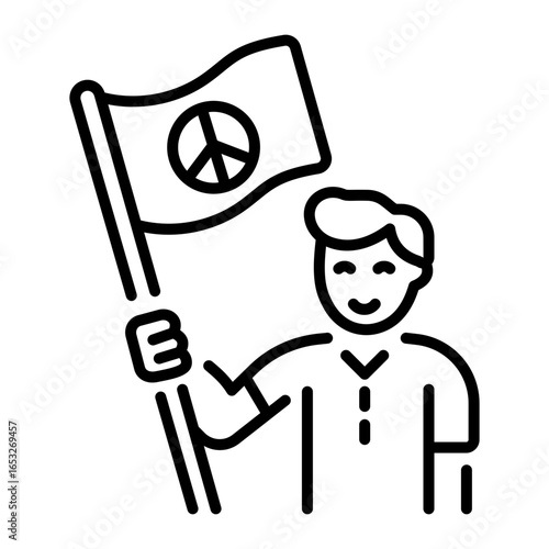 A linear icon depicting peaceful protest demonstration march