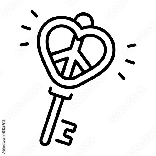 An icon of peace key designed in line style