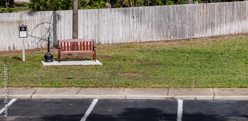 Smoking area with bench and ashtray