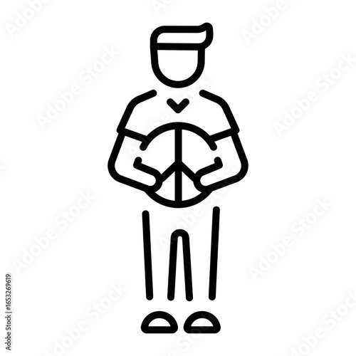 An outline style icon of peaceful man meditation
