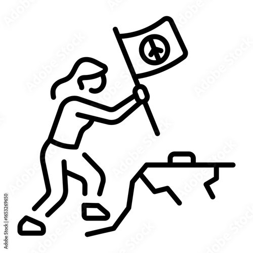 Line style icon denoting freedom flag waving proudly