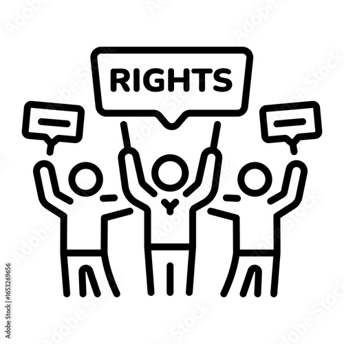 A linear style icon showing civil right protest 