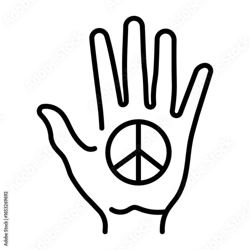 A line style icon showing a peace symbol 