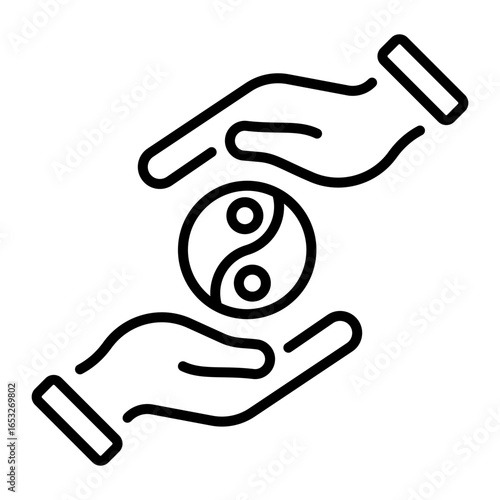 Line style icon showing yin yang balance harmony