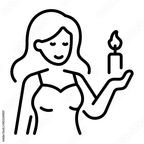 A linear icon showing candle protest vigil demonstration